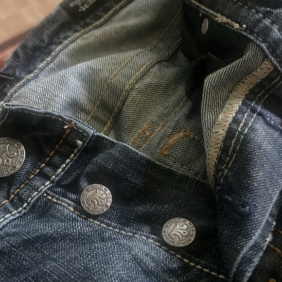 Men's distressed MEK denim button up jeans size 34/32 - Picture 6 of 10